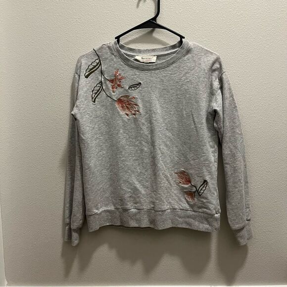 Vince Camuto Two Floral‎ Embroidered Sweatshirt Casual Cute Vintage Pullover XXS - Picture 2 of 4